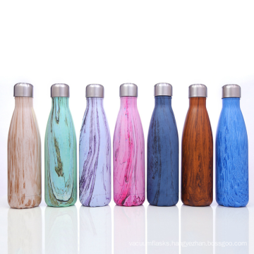 Amazon Customized 500ml Wooden Colors Stainless Steel Insulated Water Bottler For Kids And Students